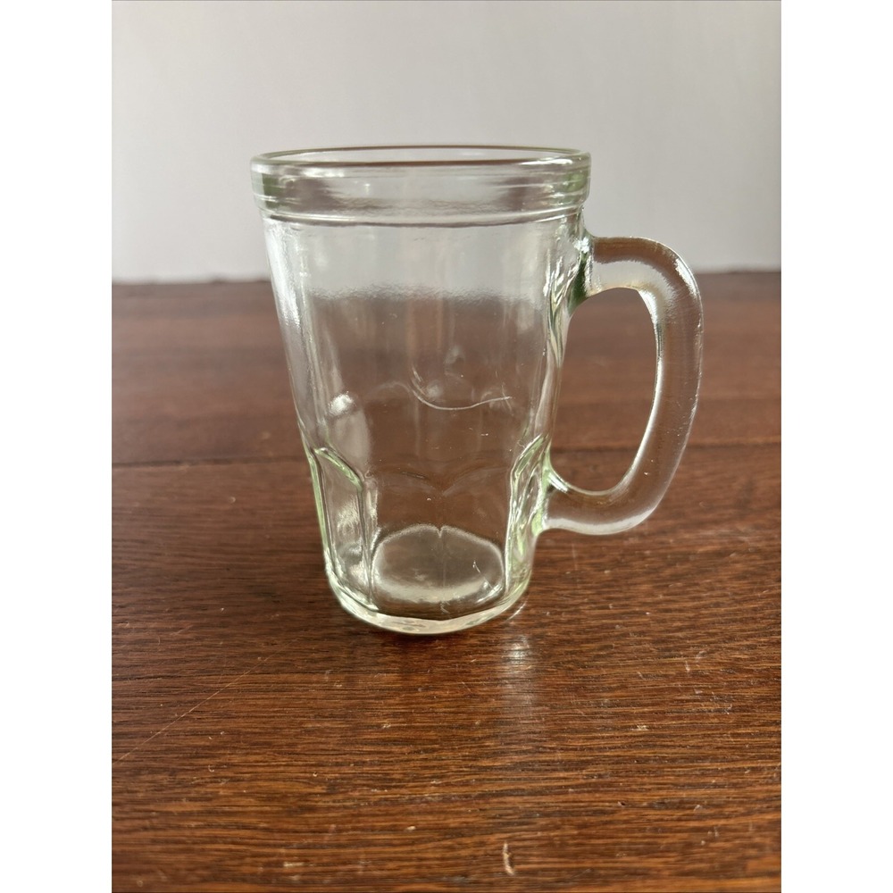 1950s-1960s Clear Glass Jelly Mug W/Handle 4.1/4"T×2.3/4"D 3.1/2 W/Handle